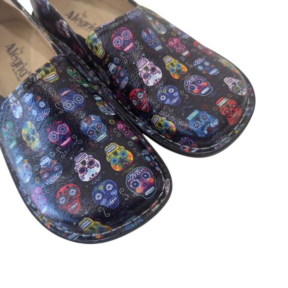 Alegria DEB-484 Womens SZ 38 Slip-On Shoes With Multicolor Sugar Skull Print - Picture 13 of 16